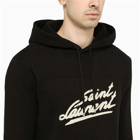 black hoodie with zip ysl|SAINT LAURENT hoodie .